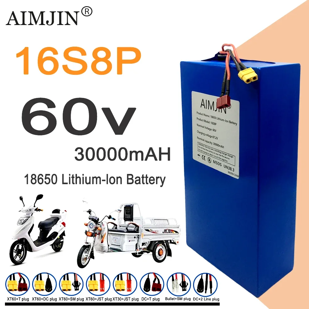 60V 30Ah Electric Scooter Battery - Batteria al Litio 16S8p 1000-3000W Nuova