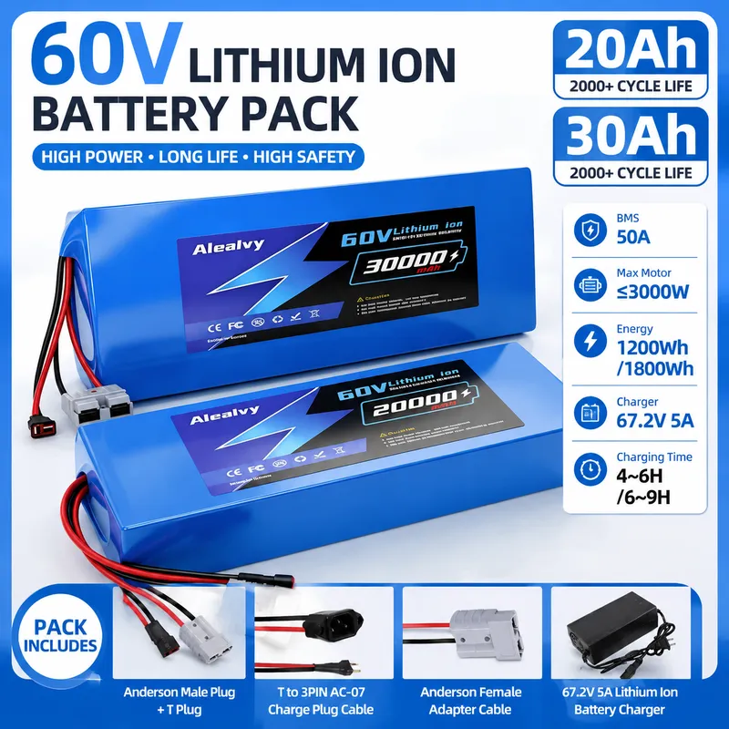 60V 30Ah Electric Scooter Battery - Batteria al litio Aleaivy 60V 20AH