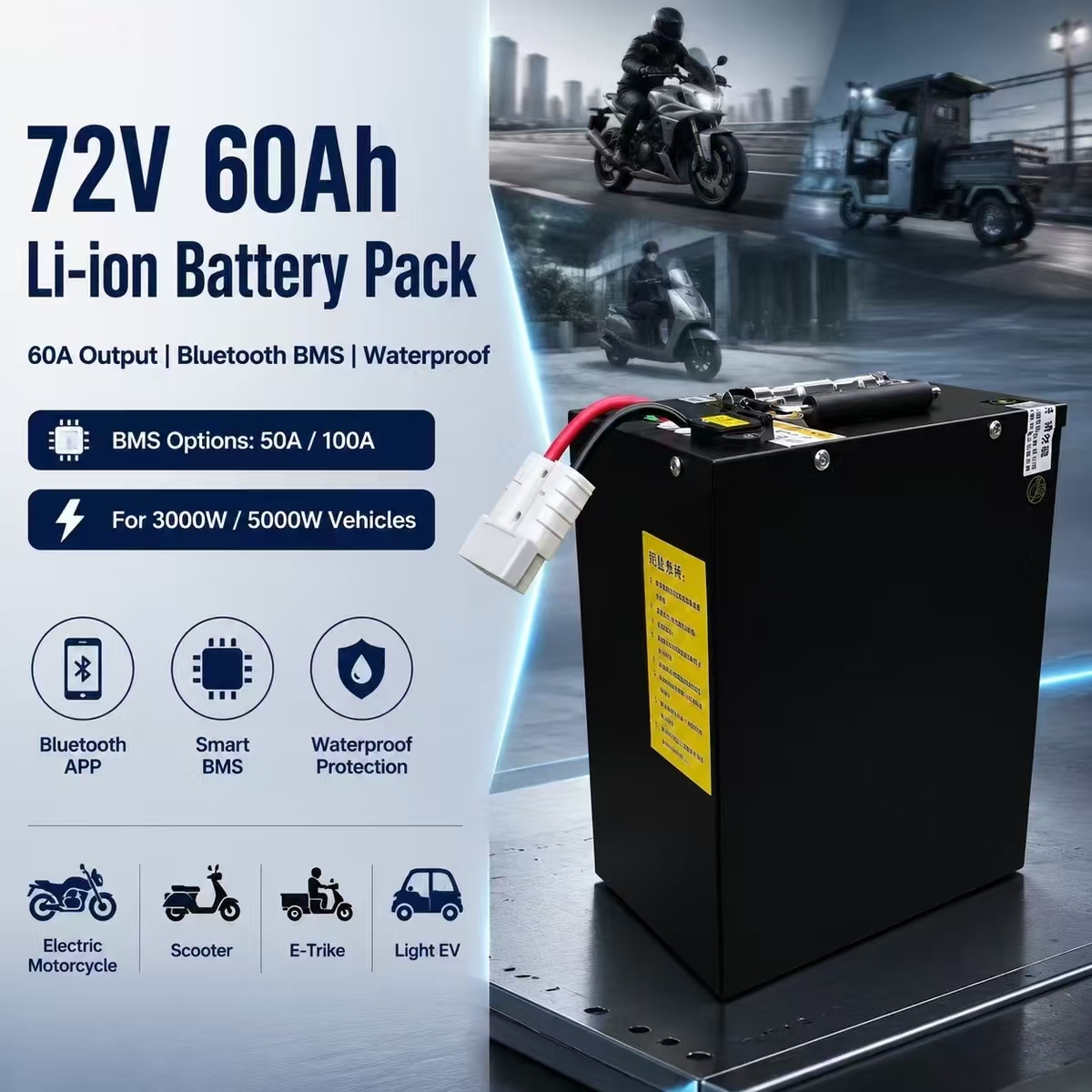 Batteria agli ioni di litio po - 72V 60Ah Lifepo4 Battery Pack recensione e prezzo